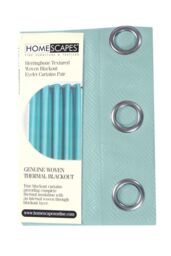 Homescapes Herringbone Blackout Curtains Pair Eyelet Style in Light Blue - Size: 228 cm width x 183 cm drop - thumbnail 5