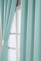Homescapes Herringbone Blackout Curtains Pair Eyelet Style in Light Blue - Size: 228 cm width x 183 cm drop - thumbnail 3