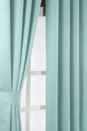 Homescapes Herringbone Blackout Curtains Pair Eyelet Style in Light Blue - Size: 228 cm width x 183 cm drop - thumbnail 2