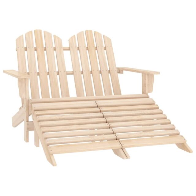 Berkfield Home 2-Seater Garden Adirondack Chair & Ottoman Fir Wood in Brown - image 1