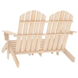 Berkfield Home 2-Seater Garden Adirondack Chair & Ottoman Fir Wood in Brown - thumbnail 4