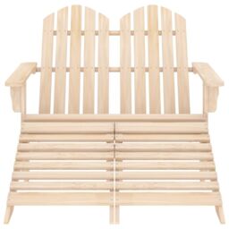 Berkfield Home 2-Seater Garden Adirondack Chair & Ottoman Fir Wood in Brown - thumbnail 2