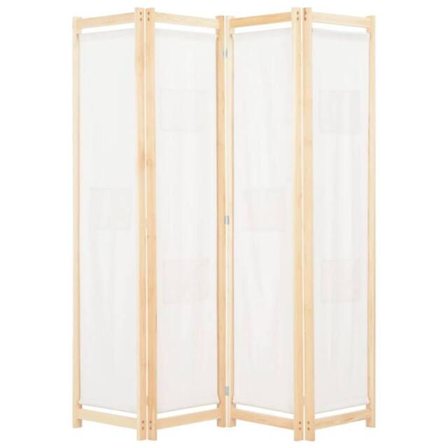 Berkfield Home 4-Panel Room Divider Cream 160x170x4 cm Fabric in Beige - Size: 160 x 170 x 4 cm - image 1