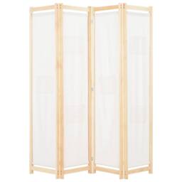Berkfield Home 4-Panel Room Divider Cream 160x170x4 cm Fabric in Beige - Size: 160 x 170 x 4 cm