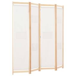 Berkfield Home 4-Panel Room Divider Cream 160x170x4 cm Fabric in Beige - Size: 160 x 170 x 4 cm - thumbnail 3