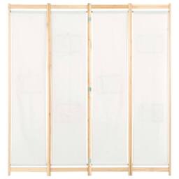 Berkfield Home 4-Panel Room Divider Cream 160x170x4 cm Fabric in Beige - Size: 160 x 170 x 4 cm - thumbnail 2