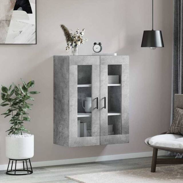 Berkfield Home Wall Mounted Cabinet Concrete Grey 69.5x34x90 cm - image 1