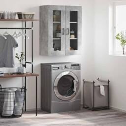 Berkfield Home Wall Mounted Cabinet Concrete Grey 69.5x34x90 cm - thumbnail 2