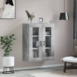 Berkfield Home Wall Mounted Cabinet Concrete Grey 69.5x34x90 cm - thumbnail 1