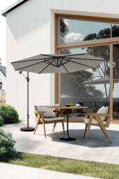 Garden Sanctuary Large 3m Patio Parasol Garden Umbrella for Sunshade & Rainwith Cross & Fillable Base in Light Grey - thumbnail 1