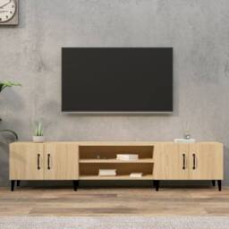 Berkfield Home TV Cabinet Sonoma Oak 180x31.5x40 cm Engineered Wood in Light Brown - thumbnail 2