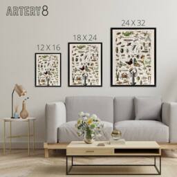 "Artery8 Millot Encyclopedia Arthropods Framed Canvas Wall Art Print - Size: W18"" x H24""" - thumbnail 4