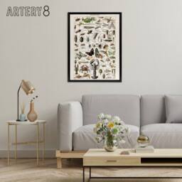 "Artery8 Millot Encyclopedia Arthropods Framed Canvas Wall Art Print - Size: W18"" x H24""" - thumbnail 3