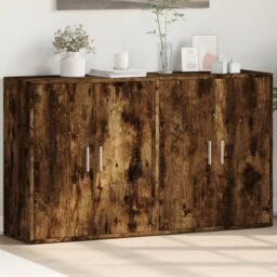 Berkfield Home Sideboards 2 pcs Smoked Oak 60x31x70 cm Engineered Wood in Brown - Size: 60 x 31 x 70 cm - thumbnail 1