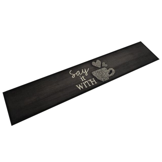 Berkfield Home Kitchen Rug Washable Cup Black 60x300 cm Velvet - image 1