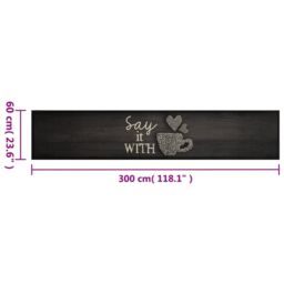 Berkfield Home Kitchen Rug Washable Cup Black 60x300 cm Velvet - thumbnail 5