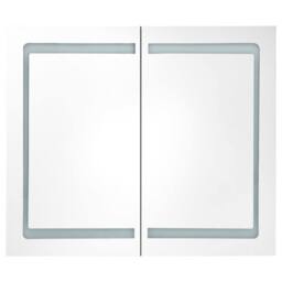 Berkfield Home LED Bathroom Mirror Cabinet 80x12.2x68 cm in White - thumbnail 4