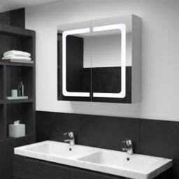 Berkfield Home LED Bathroom Mirror Cabinet 80x12.2x68 cm in White - thumbnail 2