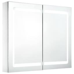 Berkfield Home LED Bathroom Mirror Cabinet 80x12.2x68 cm in White - thumbnail 3
