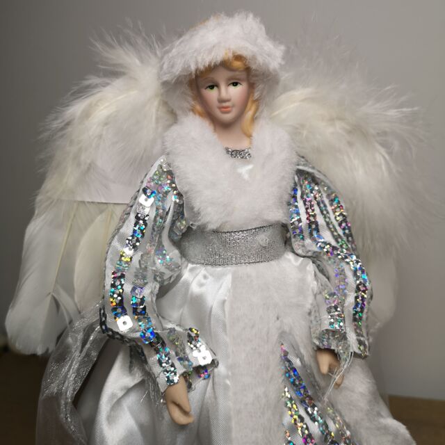 Samuel Alexander 30cm Premier Christmas Tree Topper Angel Decoration in White & Silver - image 1