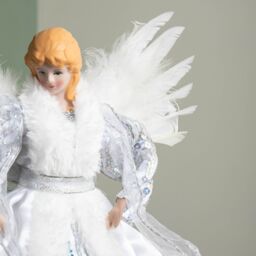 Samuel Alexander 30cm Christmas Angel Tree Topper Decoration in White & Silver - thumbnail 6