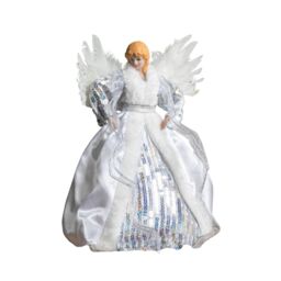 Samuel Alexander 30cm Christmas Angel Tree Topper Decoration in White & Silver - thumbnail 9