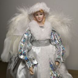 Samuel Alexander 30cm Christmas Angel Tree Topper Decoration in White & Silver