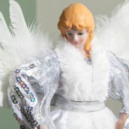 Samuel Alexander 30cm Christmas Angel Tree Topper Decoration in White & Silver - thumbnail 5