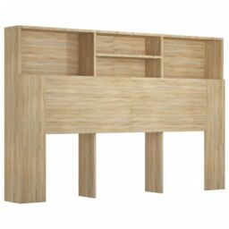 Berkfield Home Headboard Cabinet Sonoma Oak 160x19x103.5 cm in Brown - thumbnail 2