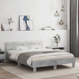 Berkfield Home Durable Bed Frame with LED without Mattress Concrete Grey 150x200 - Size: King - thumbnail 2