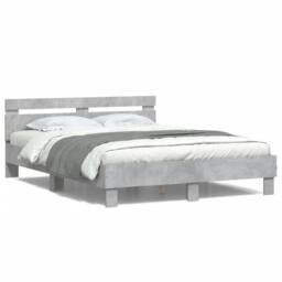 Berkfield Home Durable Bed Frame with LED without Mattress Concrete Grey 150x200 - Size: King - thumbnail 5