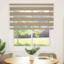 Berkfield Home Zebra Blind Sand Brown 120x150 cm Fabric Width 115.9 cm Polyester - thumbnail 1