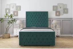 "Sloomy Monroe Plush Frame-Mattress - 50"" Upholstered Headboard in Emerald - Size: King" - thumbnail 1