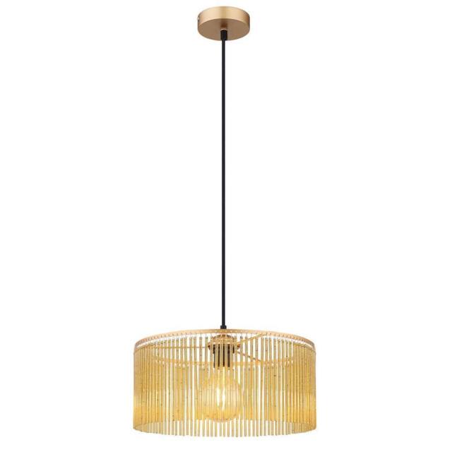 Netlighting Leeds Cylindrical Pendant Ceiling Light Gold Colours Antique 1x E27 - image 1