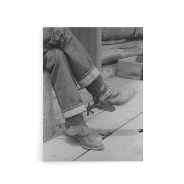 "Artery8 Russell Lee Boots & Spurs Vintage Photograph Canvas Wall Art Print in Grey - Size: W12"" x H16""" - image 1