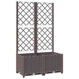 Berkfield Home Garden Planter with Trellis Brown 80x40x136 cm PP - Size: 80 x 40 x 136 cm - thumbnail 3