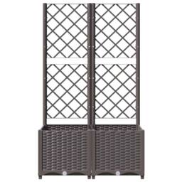 Berkfield Home Garden Planter with Trellis Brown 80x40x136 cm PP - Size: 80 x 40 x 136 cm - thumbnail 4