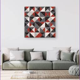 Warren Reed - Designer Grey Red Triangle Geometric Canvas - Size: w40 inch x h40 inch - thumbnail 4