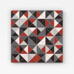 Warren Reed - Designer Grey Red Triangle Geometric Canvas - Size: w40 inch x h40 inch - thumbnail 1