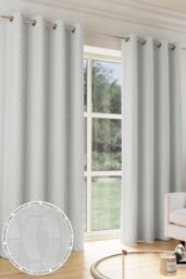 Enhanced Living Tokyo' Grey Velvet Embossed Eyelet Thermal Dimout Curtain Pair - Size: 229 cm width x 229 cm drop - thumbnail 1