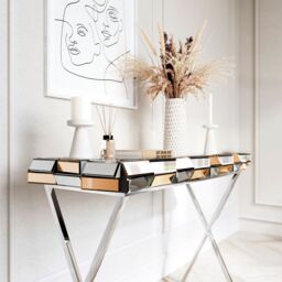 CARME HOME Knightsbridge Mirrored Console Table Rosegold in Metallics - thumbnail 2
