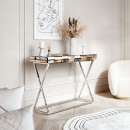 CARME HOME Knightsbridge Mirrored Console Table Rosegold in Metallics - thumbnail 1