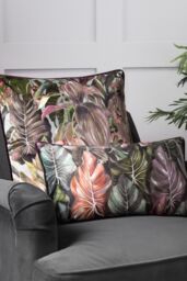 Wylder Tropics Mogori Leafage Printed Velvet Cushion in Brown - Size: 30 cm x 50 cm - thumbnail 3