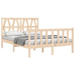 Berkfield Home Beautiful Bed Frame with Headboard 140x200 cm Solid Wood in Natural - thumbnail 4