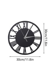 Living and Home 30cm Dia Round Roman Numeral Decorative Wall Clock with Silver Needle in Dark Grey - thumbnail 4