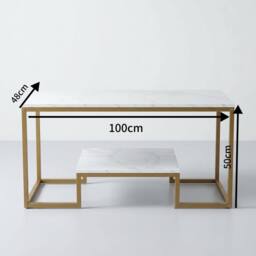 Alivio Modern Coffee Table with Metal Frame & Storage Shelves in White - thumbnail 6