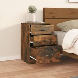 Berkfield Home Bed Cabinet Smoked Oak 40x40x63 cm Engineered Wood in Brown - Size: 40 x 40 x 63 cm - thumbnail 3