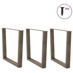 Berkfield Home Dining Table Legs V-Shape 3 pcs Natural Steel 80x(72-73.3) cm Steel in Brown - thumbnail 3