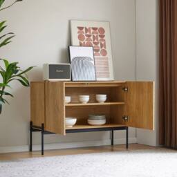 BTM Modern Sideboard Cabinet Storage Buffet Cabinet Metal Legs in Natural - thumbnail 6