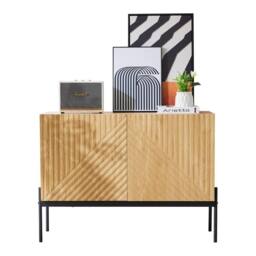 BTM Modern Sideboard Cabinet Storage Buffet Cabinet Metal Legs in Natural - thumbnail 7